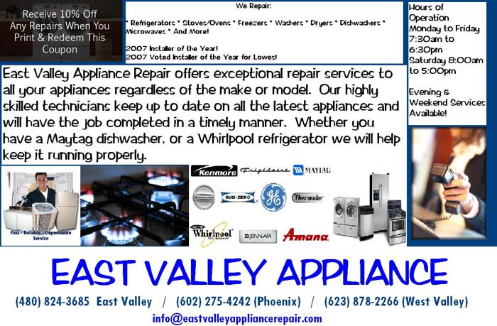 Appliance Repairs By East Valley Appliance