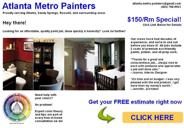 Atlanta Metro Painter - Fast, Affordable Painting - $150 SPECIAL!