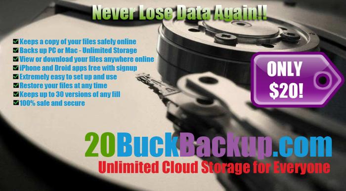 Backs up all of your files – no limit on space Unlimited cloud storage