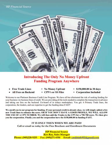 ===== ?? Bad Credit OK! No Upfront Fee! $150K Unsecured SS# / CPN Funding!