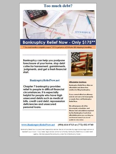 ** Bankruptcy Relief Now - $175 **