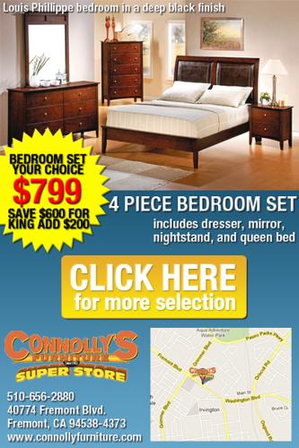 Bedroom set - dresser, nightstand, bed, mirror $799