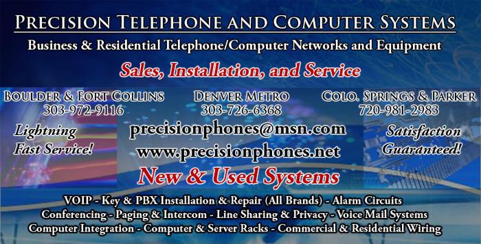 Best computer network services. 303 972 9116. Voice/Data cabling. Cat 5&6. Free est. Waps. Lans/Wans