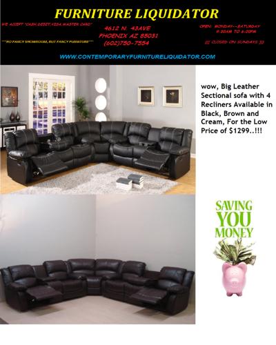 Big Leather Couch with 4 recliners brand new 1299