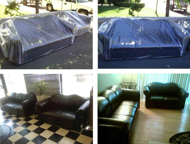 Black Leather 2PC Sofa Set >> Brand New !!