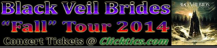 Black Veil Brides Concert Tickets Fall Tour! Chicago, IL 10/25/14
