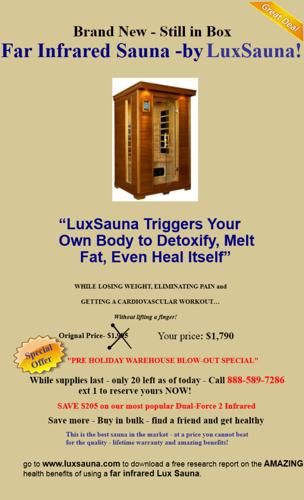 Brand New- Still in Box Far Infrared Sauna - by LuxSauna!