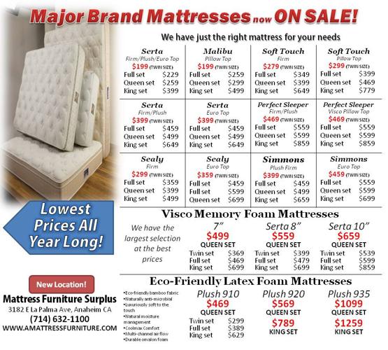 Brand new name brand mattress sets and furniture