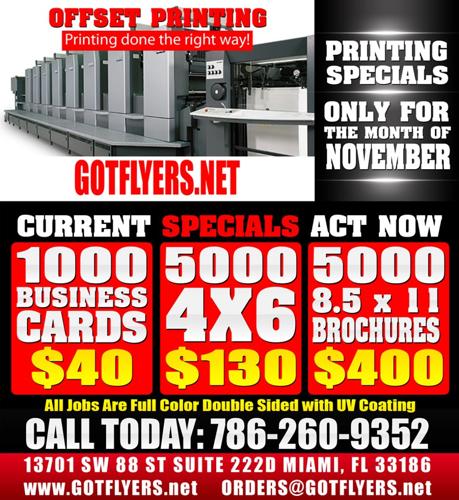 Brickell Wholesale Full Color Printing 5000 4x6 Flyers For $130 Printing Miami