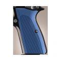 Browning Hi Power Grips Checkered Aluminum Matte Blue Anodized