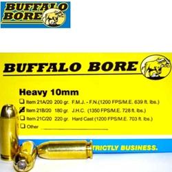 Buffalo Bore Heavy Ammo 10mm 180Gr Jacketed Hollow Point - 20 Rounds