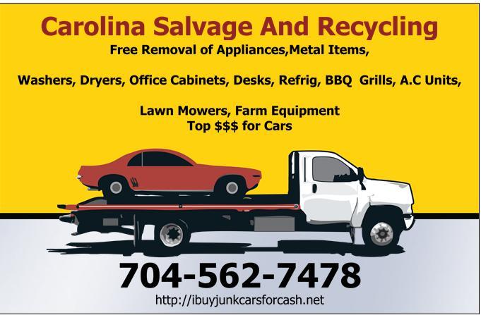 Buy junk cars for cash now Call Carolina Salvage Paying top Dollar Charlotte NC anson union