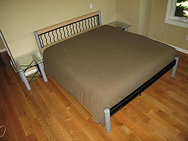 CA King Bed Frame 2 Matching side tables & Simmons Beautyrest Mattress