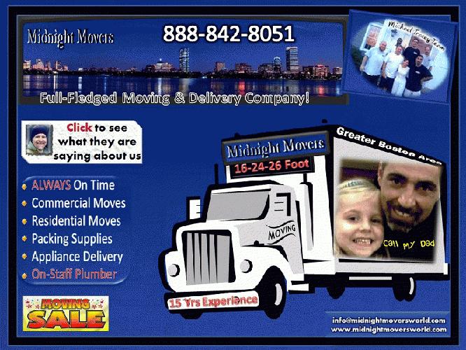 CALL Midnight Movers, For all your moving needs! 888-842-8051