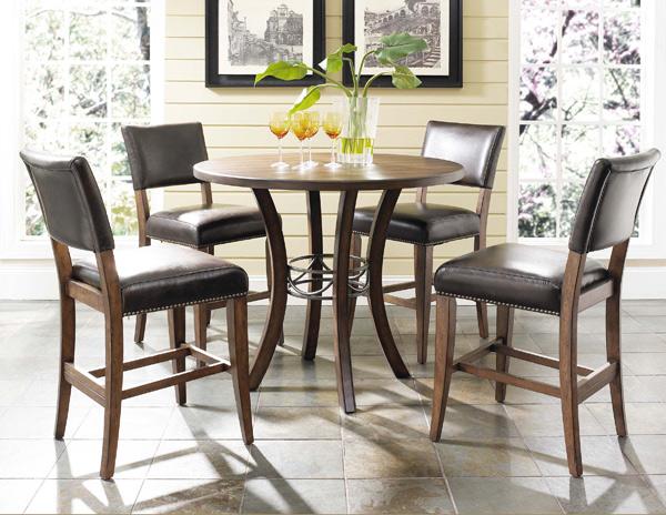 Cameron Counter Height Round Dining Set with Parson Stools (Chestnut Brown