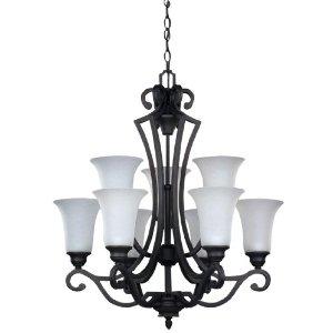 CANARM LTD RICH248A09 ORB Royal Grand 9 Light Chandelier Seeded Glass 60W Type A Oil Rubbed Bro...
