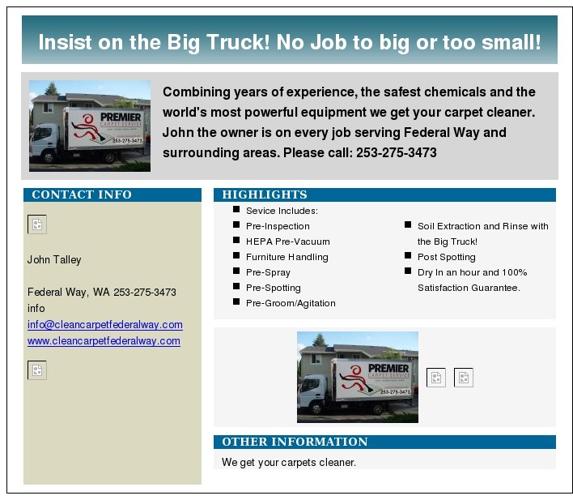 Carpet Cleaning with The Big Truck - we get your carpets cleaner. 3 areas only $149.00