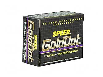 CCI/Speer Speer Gold Dot 9MM 124Gr Hollow Point 20 500 23618