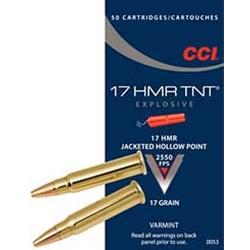 CCI TNT 17HMR 17Gr Jacketed Hollow Point 50 Rounds