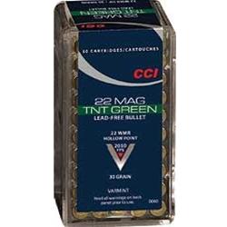 CCI TNT Green 22WMR 30Gr Jacketed Hollow Point 50 Rounds