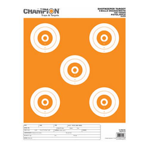 Champion Traps and Targets Shotkeeper 5Bulls Orange/White Large 12Pk 45559