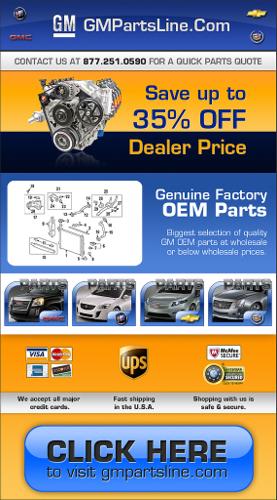 Chevrolet, Cadillac, Buick & GMC OEM Factory Parts. 35% Off !