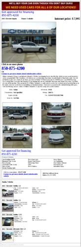 Chevrolet Impala Finance Available 2002