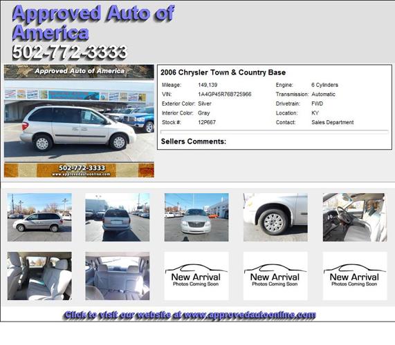 Chrysler Town & Country Base - Wont Last at this Price
