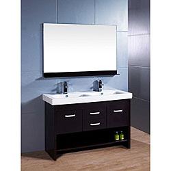 Citrius Espresso Double Sink Bathroom Vanity with Faucets and Mirror