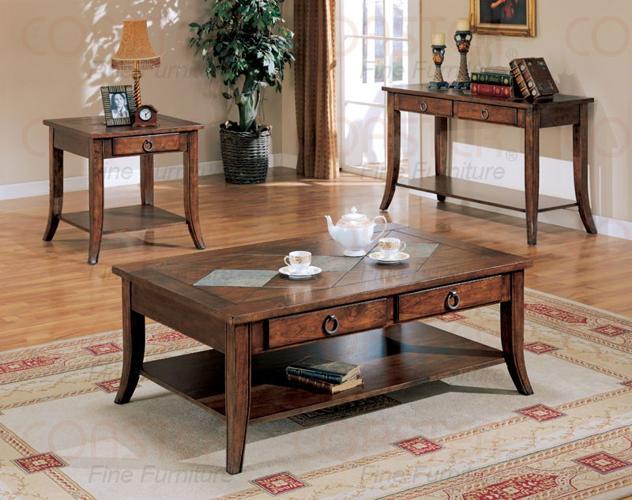 Coffee Table with Storage Drawers and Tapered Legs.