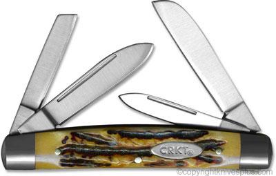 Columbia River Pocket Classic-Congress-Burnt Amber Jig Bone Scales Four Blades