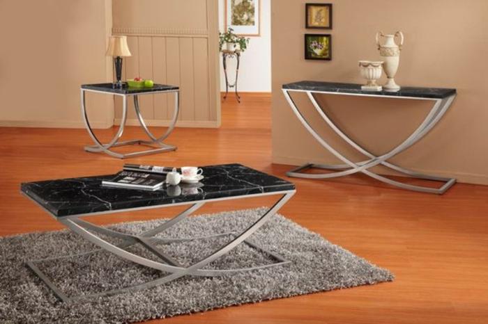 Contemporary Coffee Table with Faux Marble Top