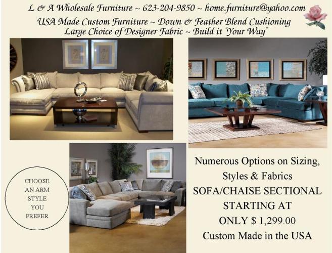 Create Your Size SECTIONAL~large to small~Choose your Arm Style & Fabric