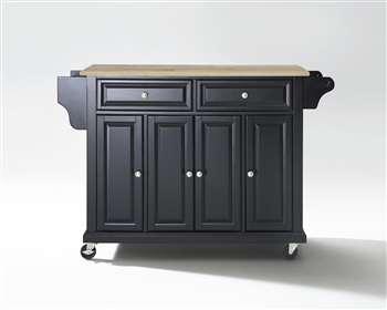 Crosley Furniture Natural Wood Top Kitchen Cart/Island Black - KF30001