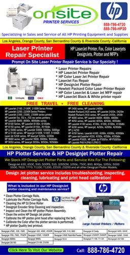 CULVER CITY -CA HP Designjet Plotter Repair Services