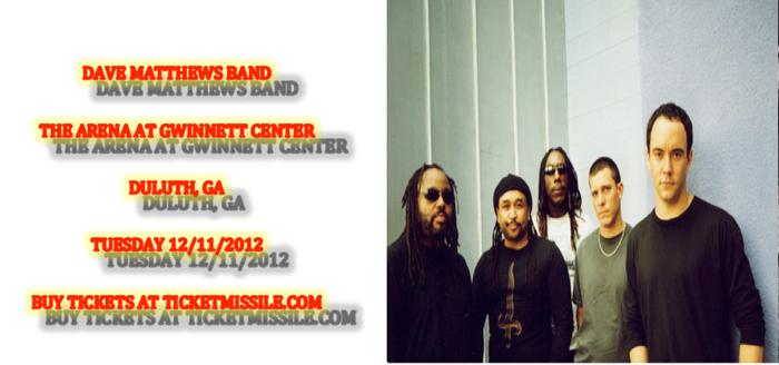 Dave Matthews Band Duluth, GA Tickets The Arena At Gwinnett Center Tue, Dec 11 2012
