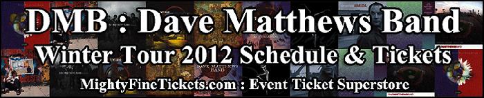 Dave Matthews Band Tour Concert: Raleigh Dec 12 2012 DMB Floor Tickets