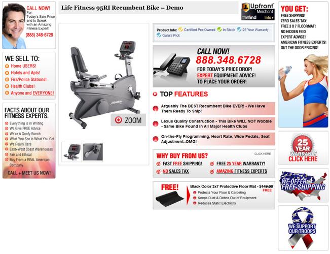 >> Deal of the day Recumbent Bike Model 95RI from Life Fitness --