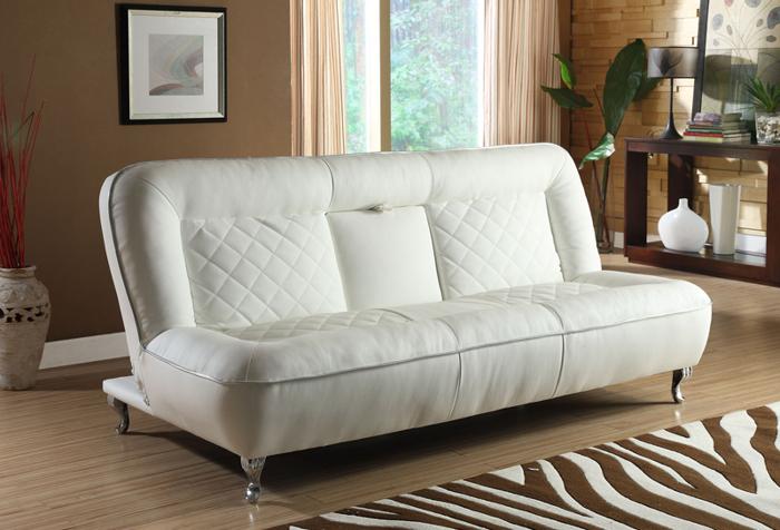 Deluxe Convertible Futon Sofa Bed In White