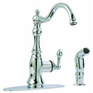 Design House 526863 Georgetown 1 Handle Kitchen Faucet with Sprayer, Polished Chrome Online