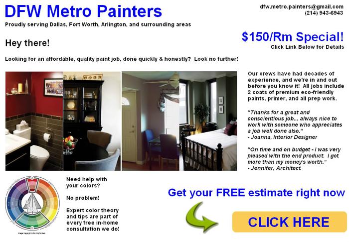 DFW Metro Painter - Fast, Affordable Painting - $150 SPECIAL!