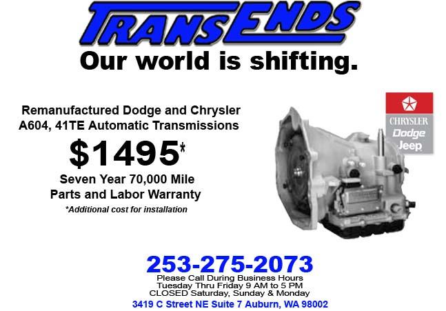 Dodge Chrysler Plymouth Rebuilt A604 Automatic Transmissions 7 Year 70000 Mile Warranty