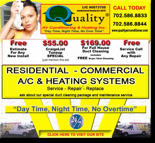 Duct cleaning Whole House Air Conditioning Tune Up Only $224.00 - (702-586-8844)