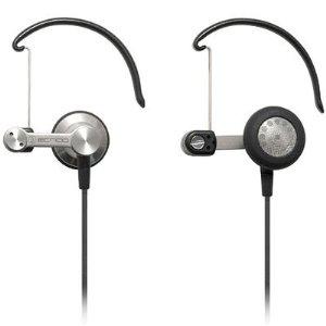 Ear-bud/ clip-on hybrid dynamic headphones (silver finish), 15.4 mm drivers with neodymium magn...