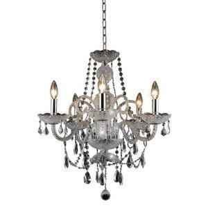 Elegant Lighting 7835D20C/ RC Princeton 22-Inch High 5-Light Chandelier, Chrome Finish with Cry...
