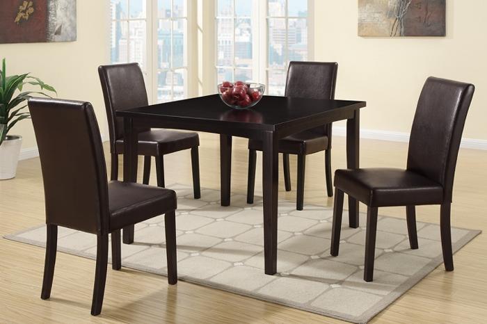 Espresso Faux Leather 5 PC Dining Table Set Furniture