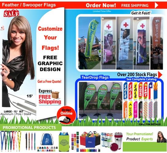 FEATHER FLAGS - Chicago, Illinois (SUPER SALE ) Free Shipping / Free Design