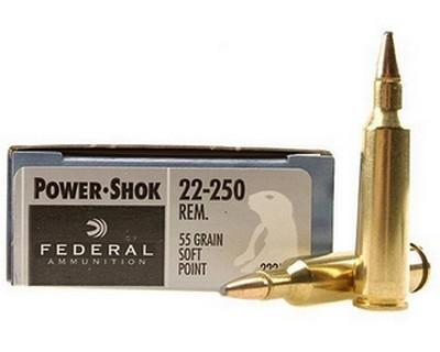 Federal Cartridge 22250A 22-250 Rem 55gr SP Power-Shock/20