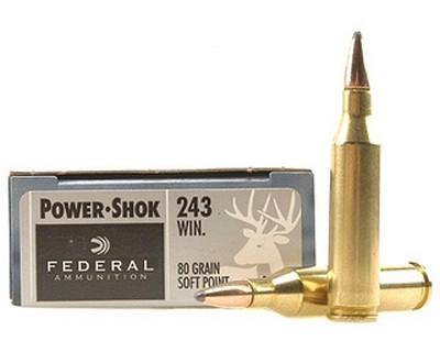 Federal Cartridge 243AS 243 Win 80gr SP Power-Shock /20