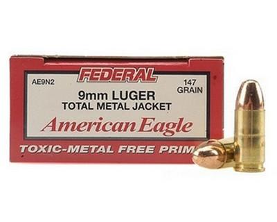 Federal Cartridge AE9N2 9mm Luger 147 Grain TMJ/50
